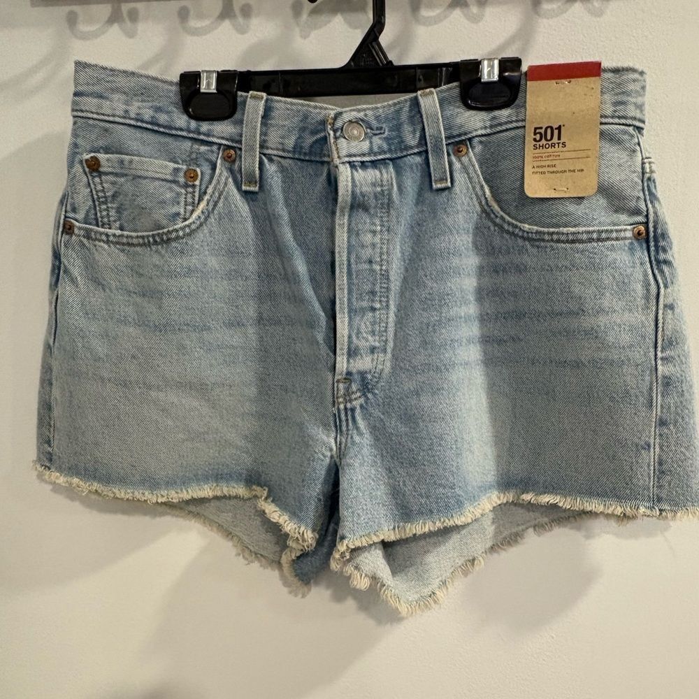 Levi's Light Blue 501 Jean Button Fly Shorts